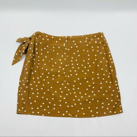 L * Space Tan Polka Dot Faux Wrap Skirt - Picture 10 of 12